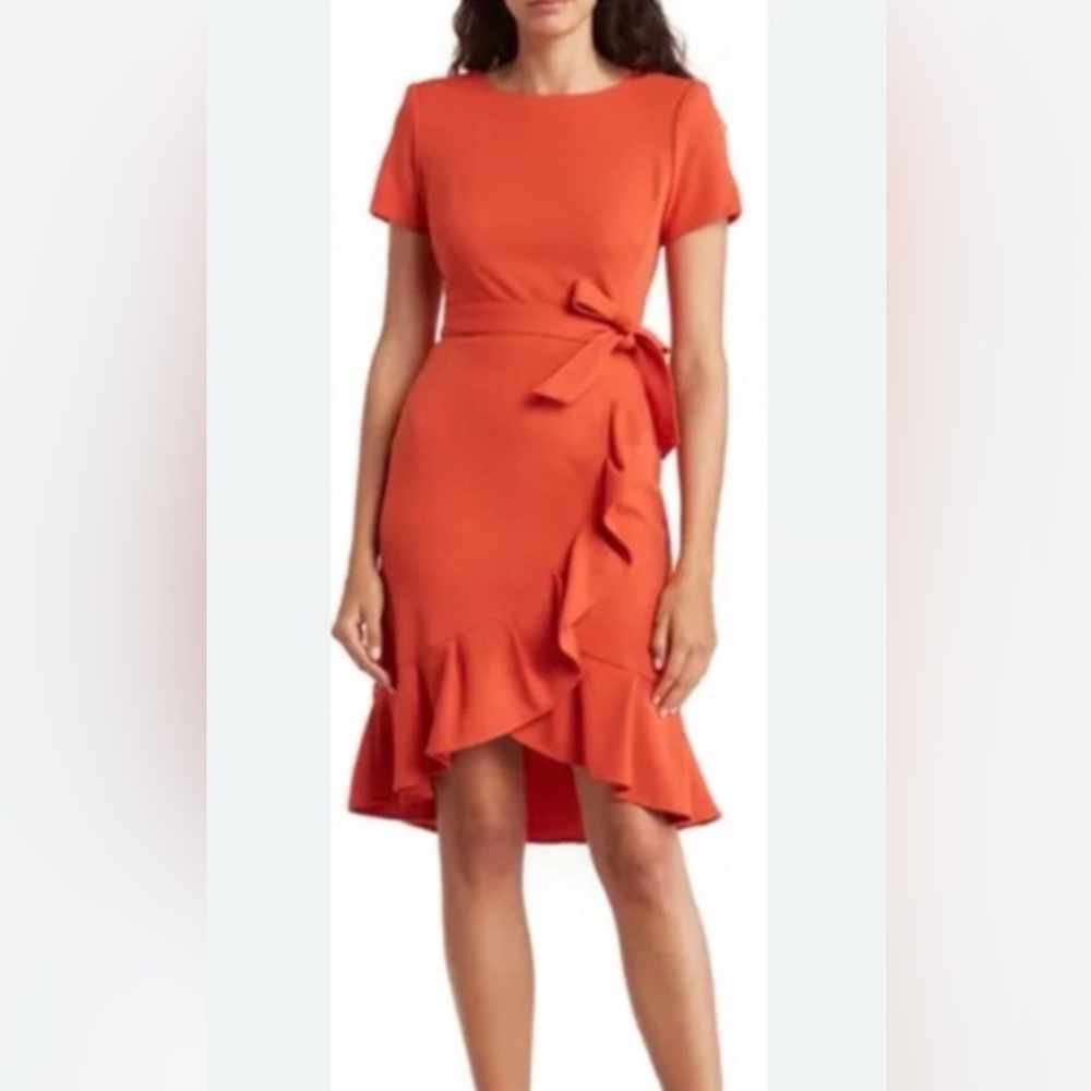 Calvin Klein Orange High Low Dress